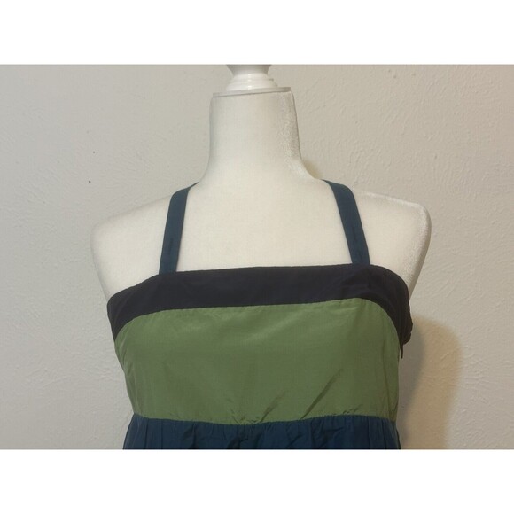 FOSSIL Women Sz M Silk Blend Lined Colorblock Babydoll Dress Adjustable Straps - Picture 2 of 13